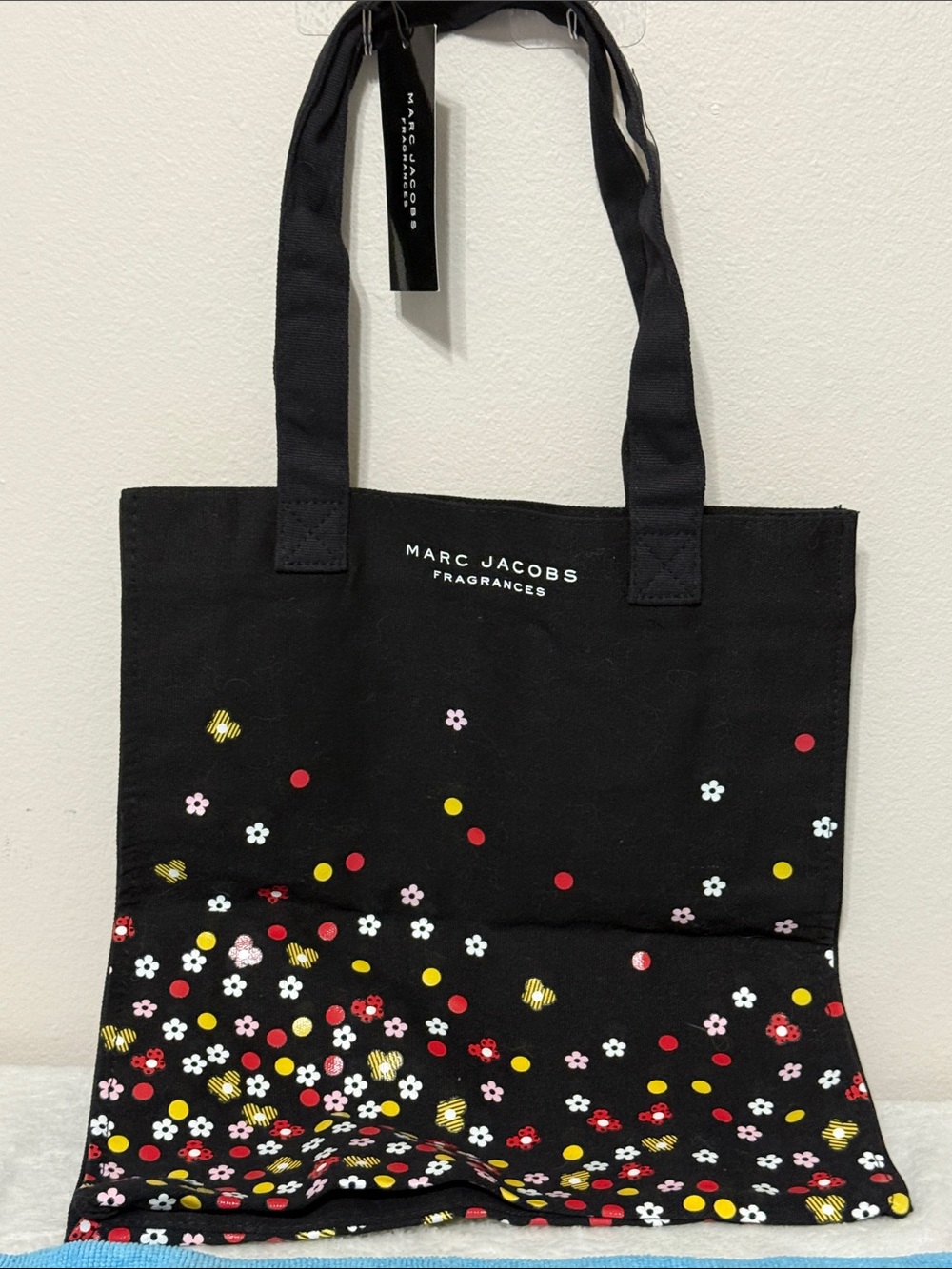 Marc Jacobs Black Canvas Floral Dot Tote